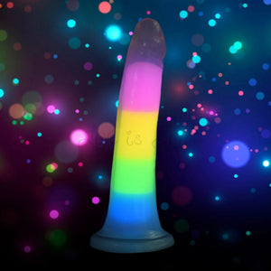 Curve Novelties Lollicock 7 Inch Glow in the Dark Suction Cup Silicone Dildo Rainbow Buy in Singapore LoveisLove U4Ria 