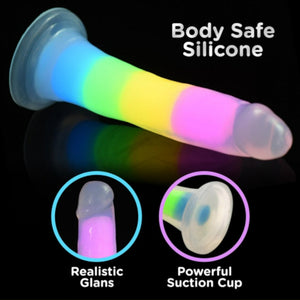 Curve Novelties Lollicock 7 Inch Glow in the Dark Suction Cup Silicone Dildo Rainbow Buy in Singapore LoveisLove U4Ria 