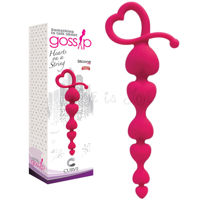 Curve Toys Gossip Hearts on a String Anal Beads Magenta