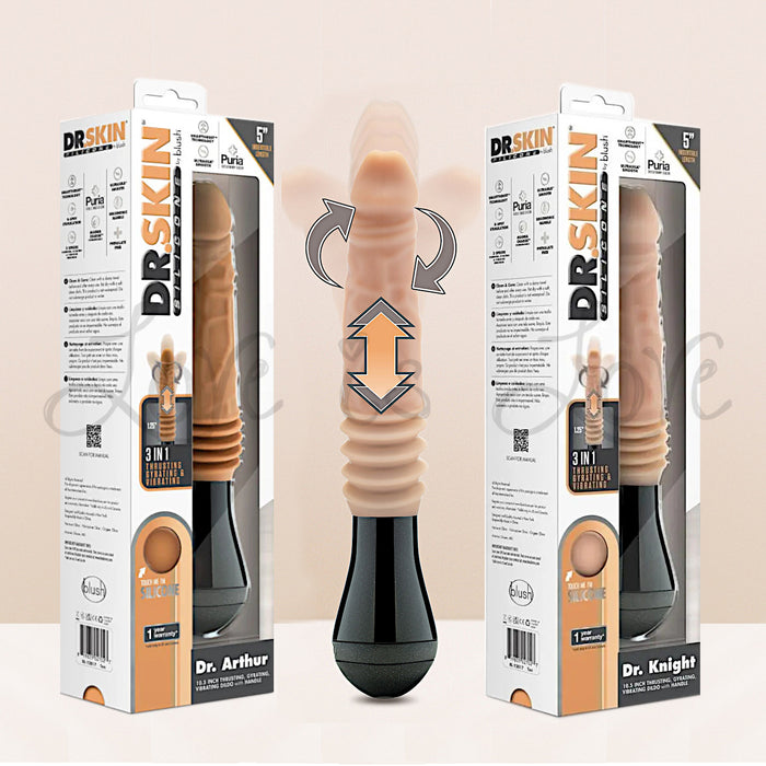 Blush Dr. Skin Thrusting Gyrating Vibrating Silicone Dildo Dr. Arthur (Tan) or Dr. Knight (Beige)