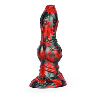 Derek 9 Inch Knotted Fantasy Silicone Dildo in Red Devils