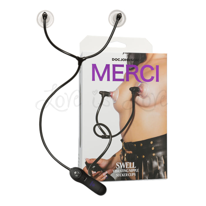 Doc Johnson Merci Swell Auto Vibrating Nipple Sucker Cups Black