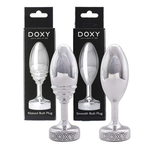 Doxy Metal Solid Pure Weighted Aluminum Butt Plug Ribbed or Smooth