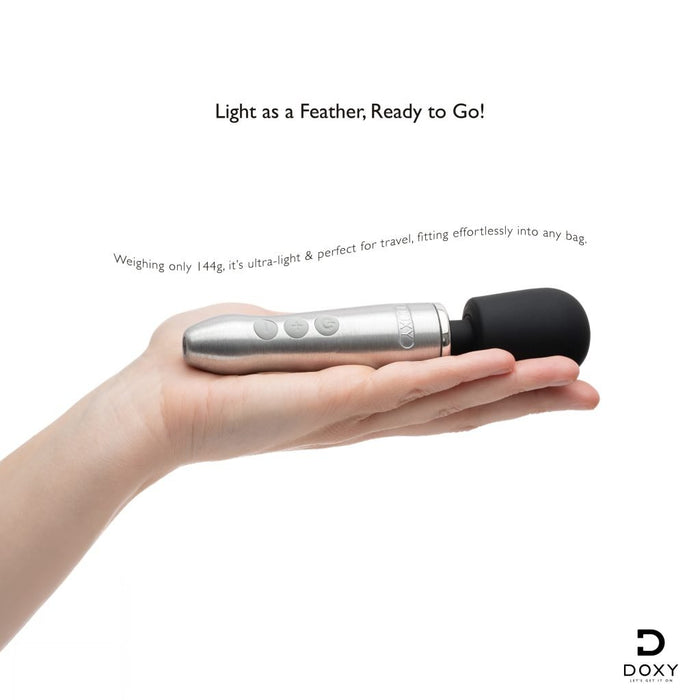 Doxy Go Travel-Sized Solid Metal Rechargeable Powerful Wand Massager