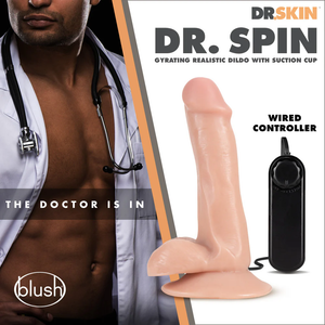 Dr Skin Dr Spin 6 inch Gyrating Realistic Dildo with Suction Cup Base and Wired Controller. Buy Luxury Remote Controlled Dildos in Singapore LoveisLove U4Ria Online Shop - Discreet Shipping