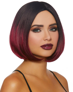 Dreamgirl Mid-Length Ombré Bob Wig Black/Burgundy