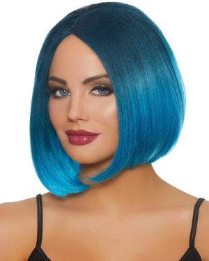 Dreamgirl Mid-Length Ombré Bob Wig Steel Blue/Bright Blue