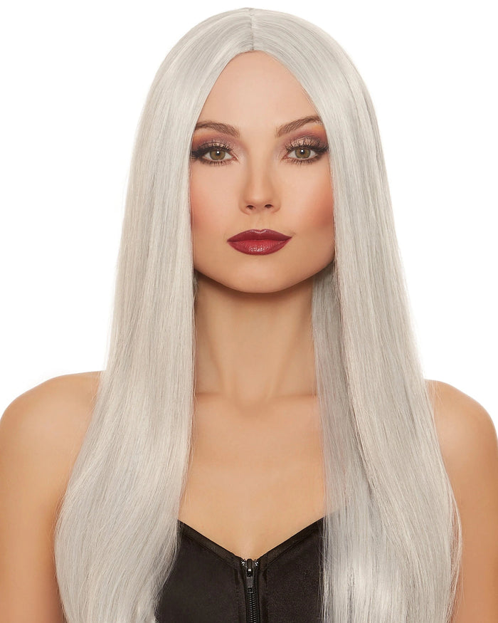 Dreamgirl 11328 Extra-Long Straight Wig Gray/White Mix