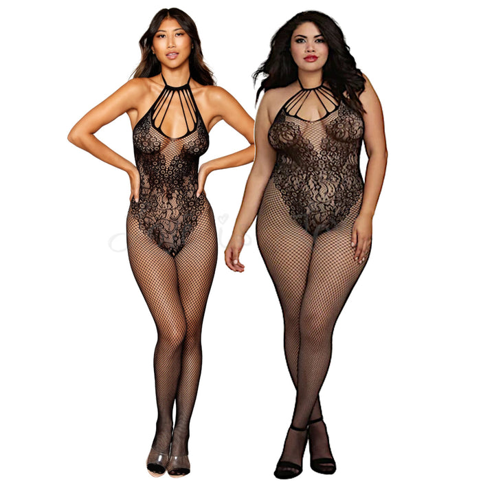 Dreamgirl 0326 Fishnet Bodystocking with Knitted 'Teddy' Design One Size or Queen Size