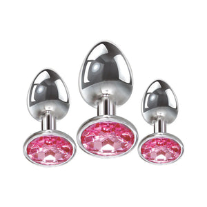 Adam & Eve Pink Gem Metal Anal Plug S or M or L or Set of 3