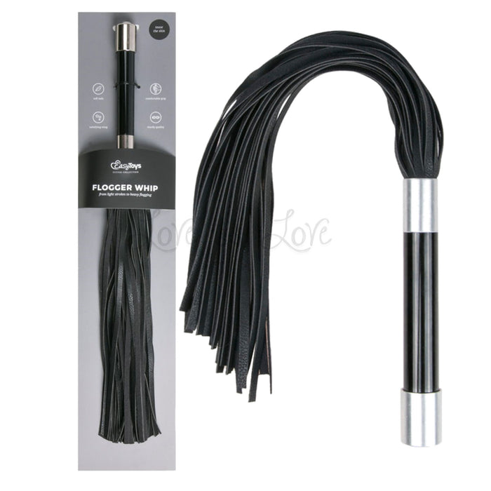 Easytoys Long Flogger Whip with Metal Grip
