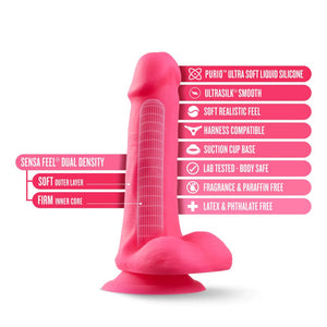 Blush Neo Elite Dual Density Platinum Silicone Cock with Balls Neon Pink 6 Inch