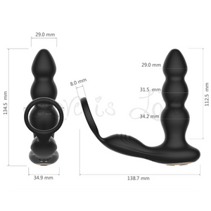 Erocome Indus Remote Control Prostate & Perineum Massager with Cock Ring Black Singapore