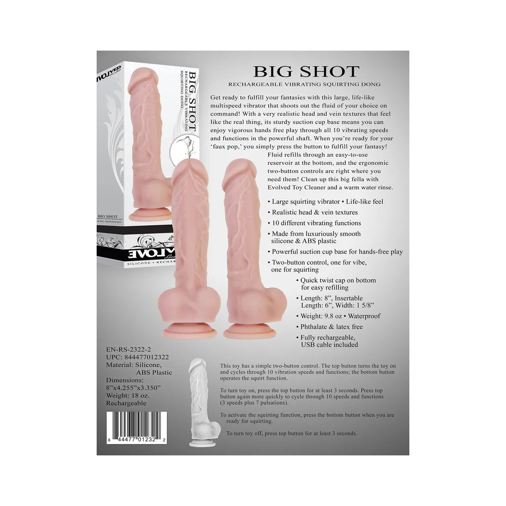 Evolved Big Shot Rechargeable Vibrating 8 Inch Squirting Dildo Love is Love Evolved Big Shot Rechargeable Vibrating 8 Inch Squirting Dildo Love is Love