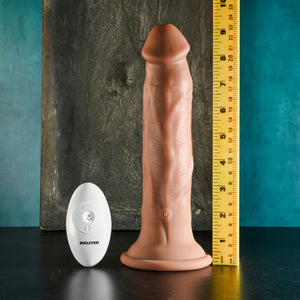 Evolved In Thrust We Trust Remote Thrusting Vibrating  9.5” Silicone Dildo Light or Dark