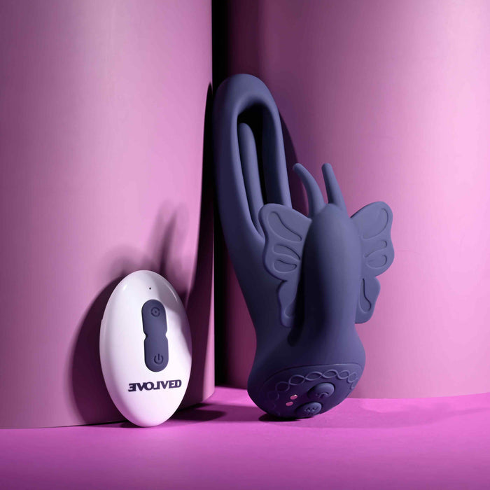 Evolved Lord Of The Wings Rechargeable Dual Vibrator Purple
