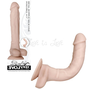 Evolved Real Supple Poseable Realistic Silicone Dildo With Balls Beige 10.5 Inch Buy in Singapore LoveisLove U4Ria 