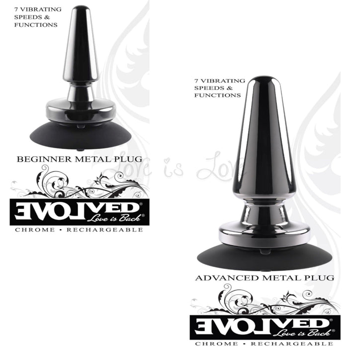 Evolved Vibrating Metal Anal Plug with Suction Cup Beginner or Advanced