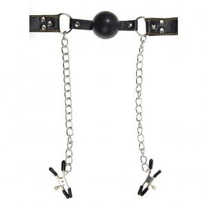 Fetish Fantasy Extreme Deluxe Ball Gag and Nipple Clamps