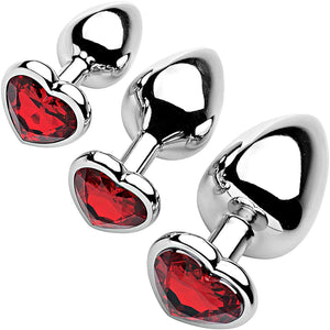 Frisky Chrome Hearts 3 Piece Anal Plugs With Gem Accents