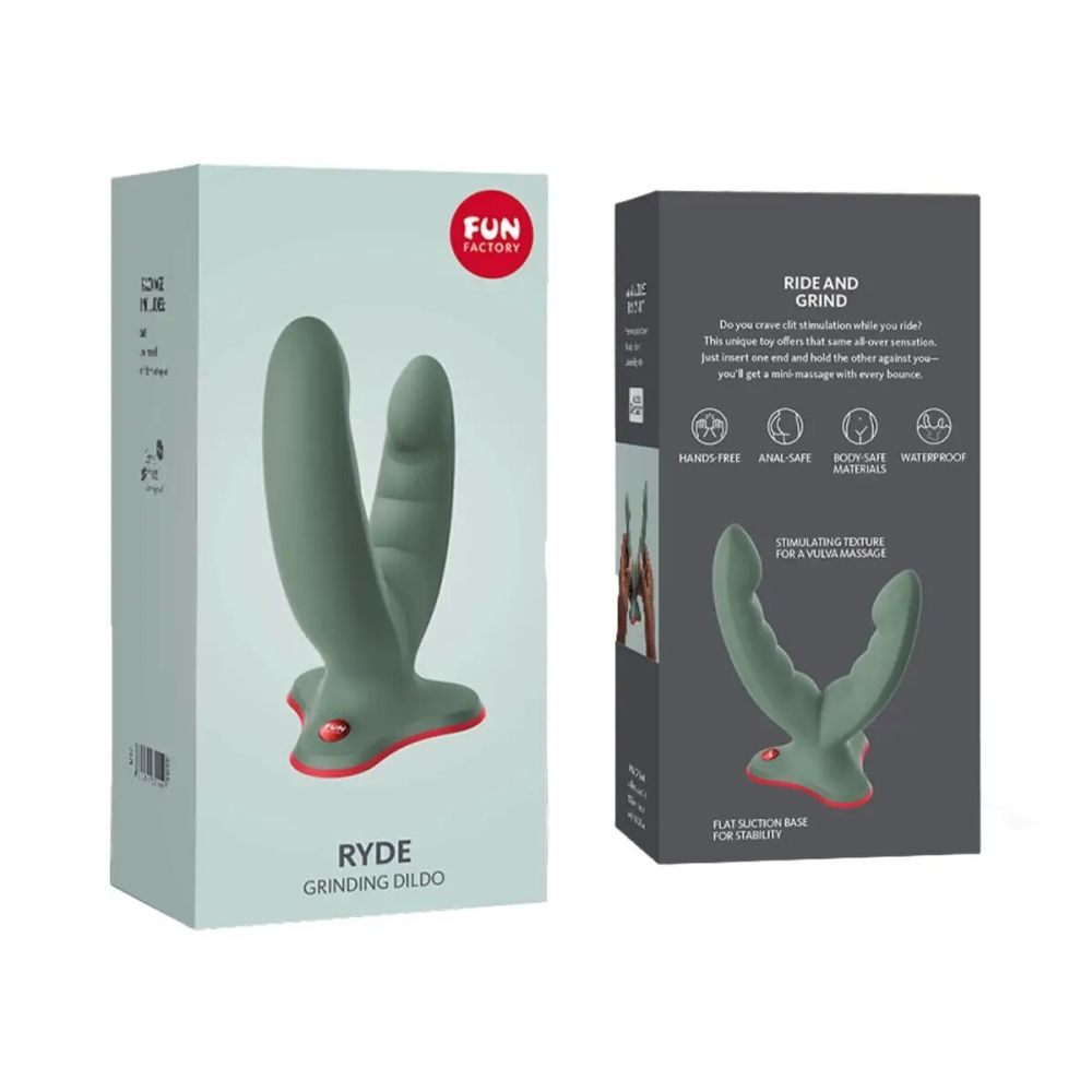 Fun Factory Ryde Double Head Grinding Silicone Dildo with Suction Cup Wild Olive Black Buy in Singapore LoveisLove U4Ria