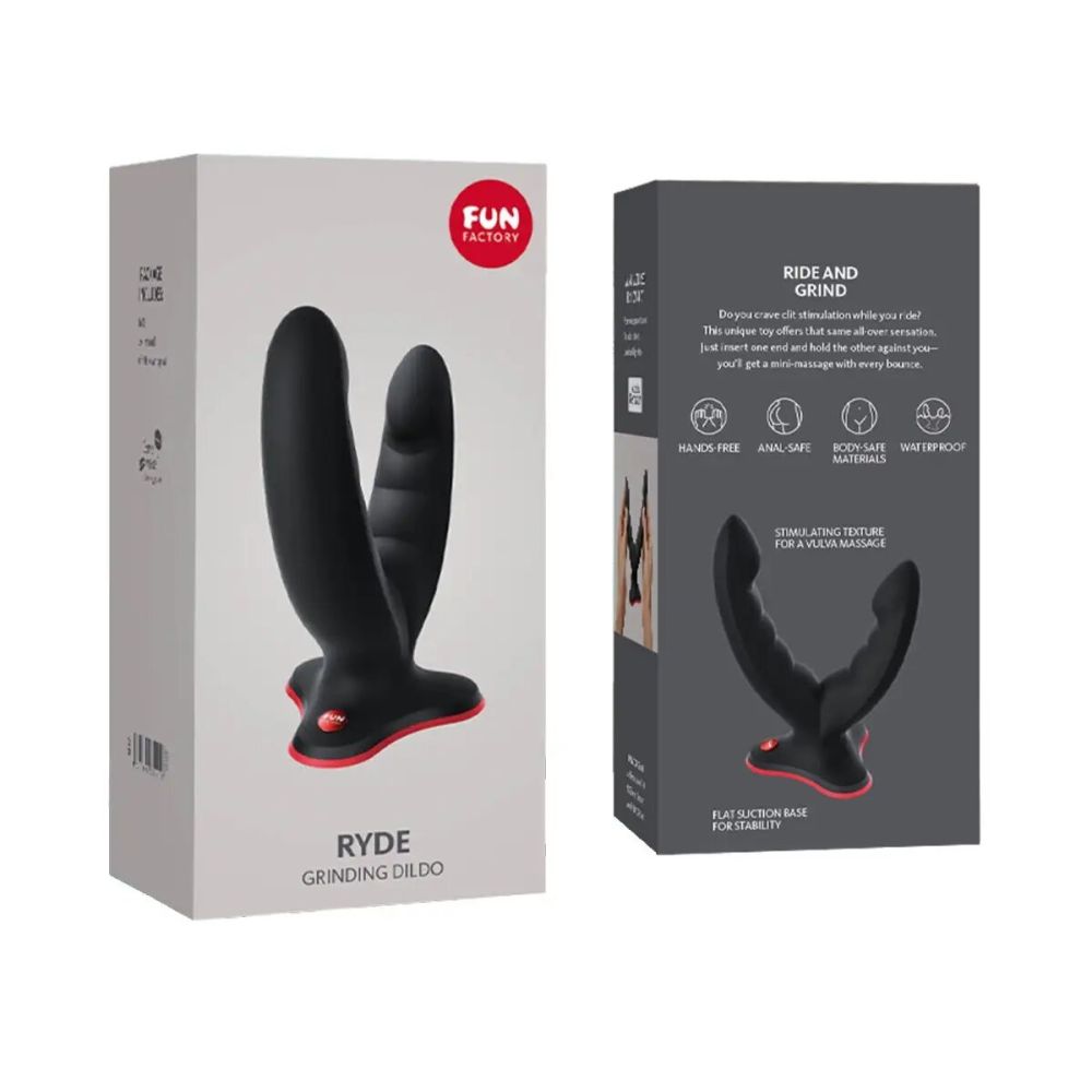 Fun Factory Ryde Double Head Grinding Silicone Dildo with Suction Cup Wild Olive Black Buy in Singapore LoveisLove U4Ria