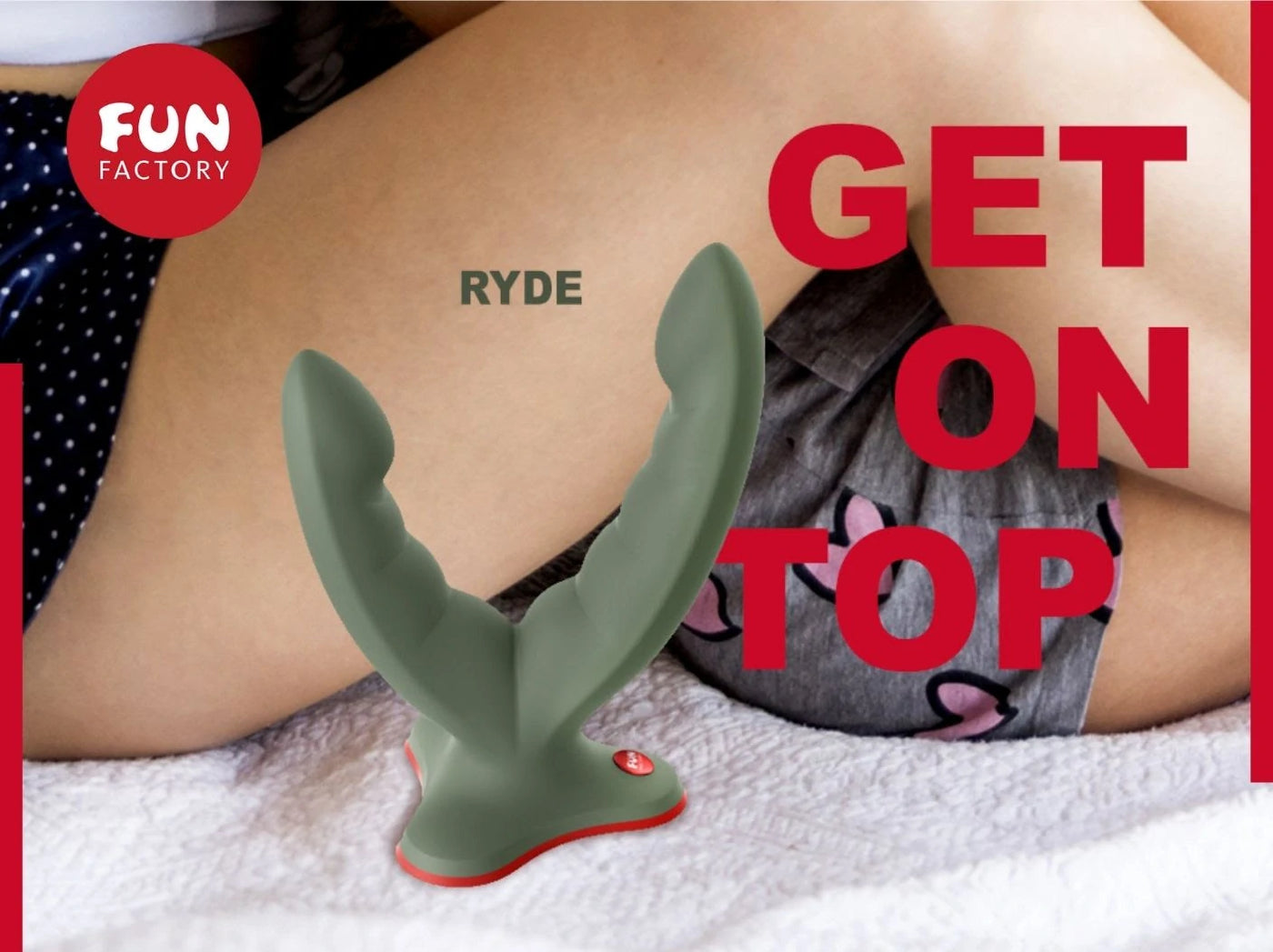 Fun Factory Ryde Double Head Grinding Silicone Dildo with Suction Cup Wild Olive Black Buy in Singapore LoveisLove U4Ria