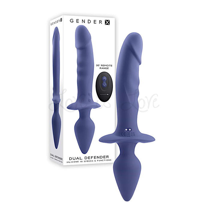 Gender X Dual Defender Silicone Vibrating Anal Plug and Dildo With Remote