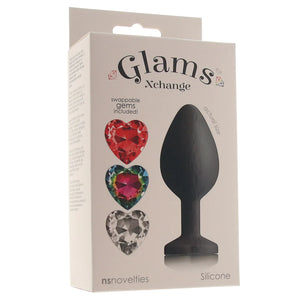 NS Novelties Glams Xchange Heart Silicone Butt Plug (3 Interchangeable Colorful Gems)(Good Review)