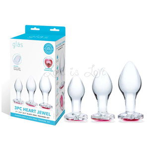 Glas 3-Piece Heart Jewel Glass Anal Plug Gem Training Kit Buy in Singapore LoveisLove U4Ria 