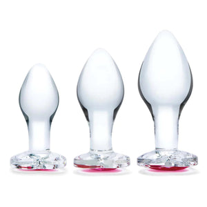 Glas 3-Piece Heart Jewel Glass Anal Plug Gem Training Kit Buy in Singapore LoveisLove U4Ria 