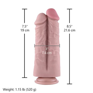Hismith 8.5" Two Cocks One Hole Silicone Dildo