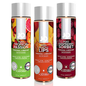 System JO H2O Flavored Edible Water-Based Lubricant Peachy Lips or Tropical Passion or Raspberry Sorbet