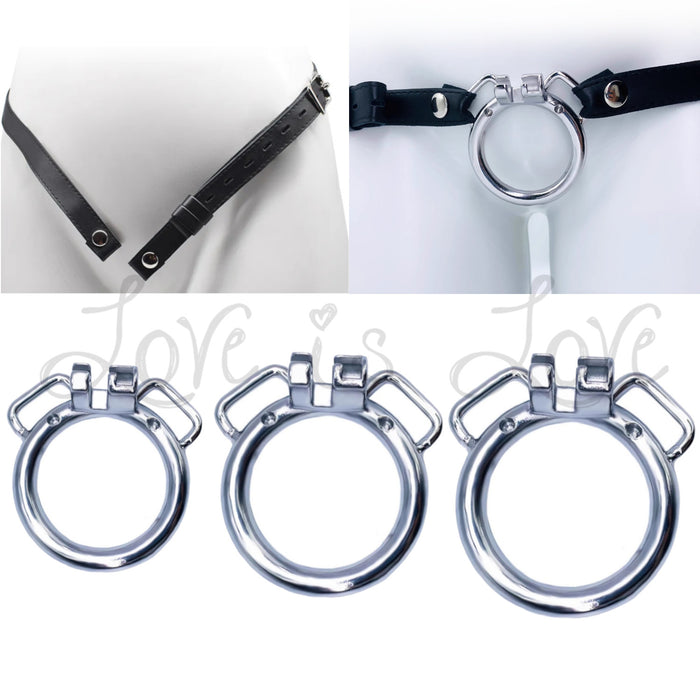 Stainless Steel Belt Compatible Base Ring for Chastity Cage #K-03 40mm, 45mm, 50mm With or Without Belt