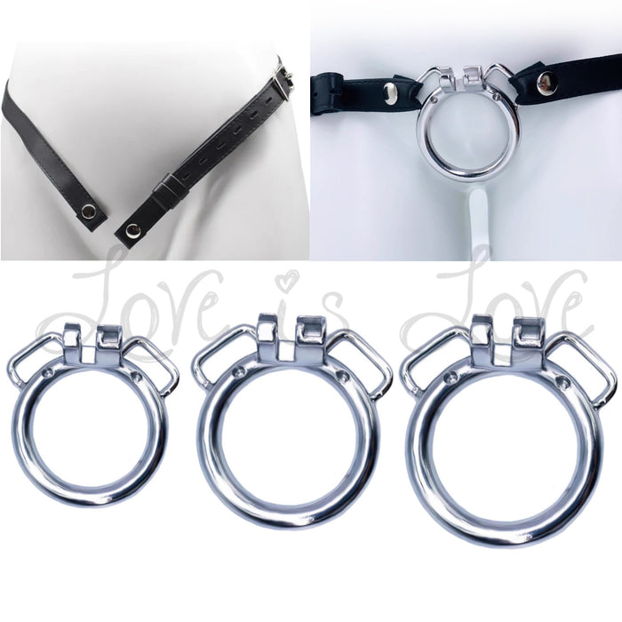 Stainless Steel Belt Compatible Base Ring for Chastity Cage #K-03 40mm, 45mm, 50mm With or Without Belt