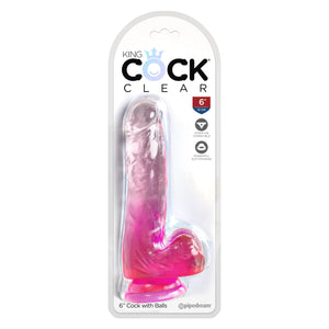 King Cock Clear Cock with Balls 6 Inch PInk Buy in Singapore LoveisLove U4Ria 