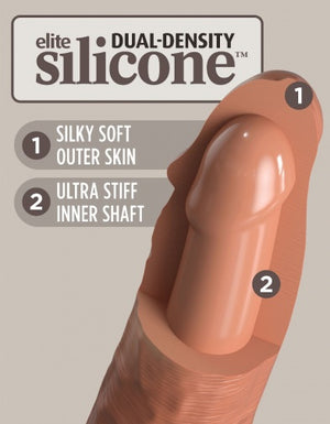 King Cock Elite Vibrating Silicone Dual-Density 6 Inch Cock Tan or Light