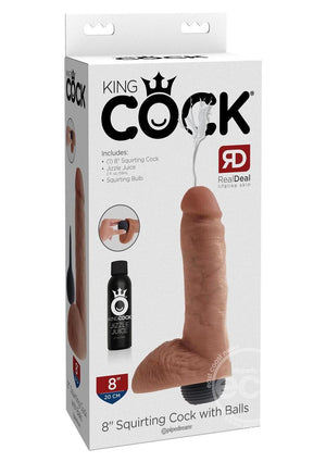King Cock Squirting Cock with Balls 8 Inch Tan (Last Piece)