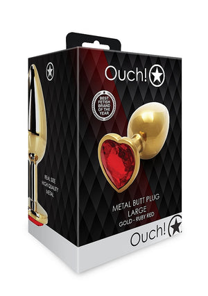 Shots Ouch! Metal Butt Plug Gold/Ruby Red Heart Gem Small Medium Large  Buy in Singapore LoveisLove U4Ria 
