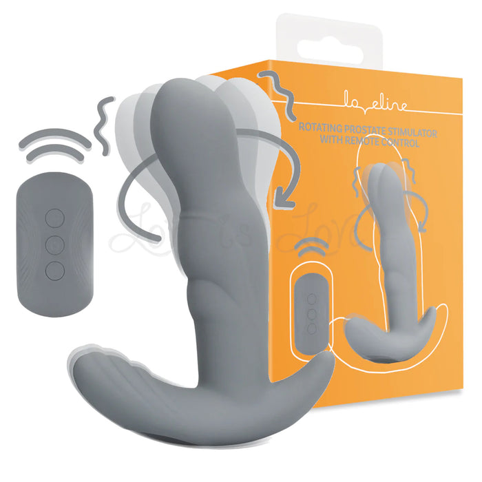 Shots LoveLine Rotating Prostate Stimulator with Remote Control Gotham Grey
