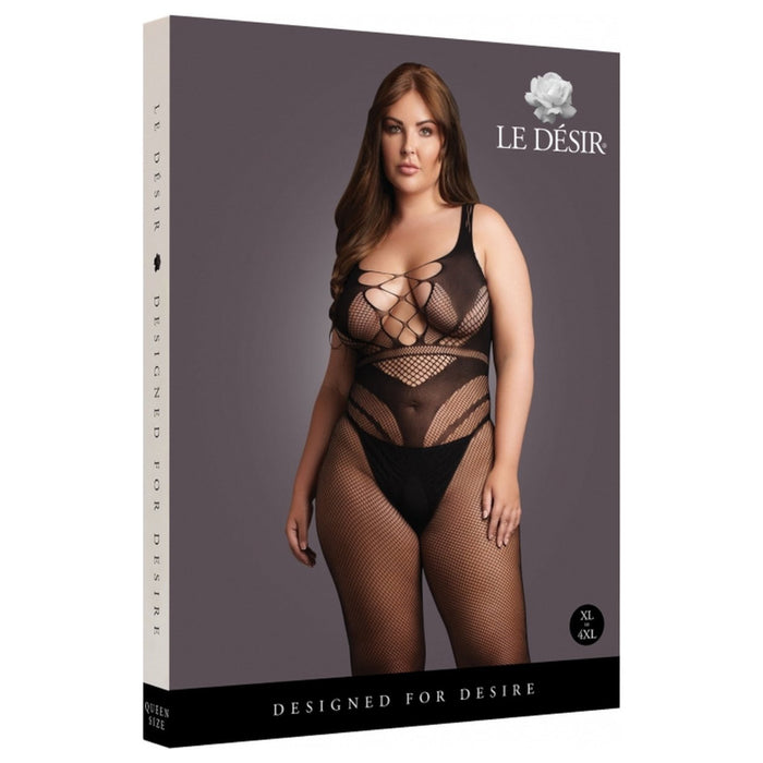 Le Désir Bodystocking with Accentuated Lines Black