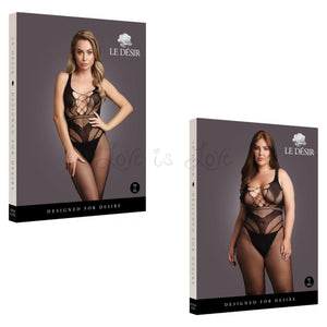 Le Désir Bodystocking with Accentuated Lines Black