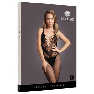 Le Désir Bodystocking with Accentuated Lines Black