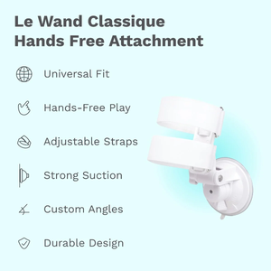 Le Wand Classique white universal hands-free massager holder with suction cup and adjustable straps. Buy Sex Toys in Singapore LoveisLove U4Ria