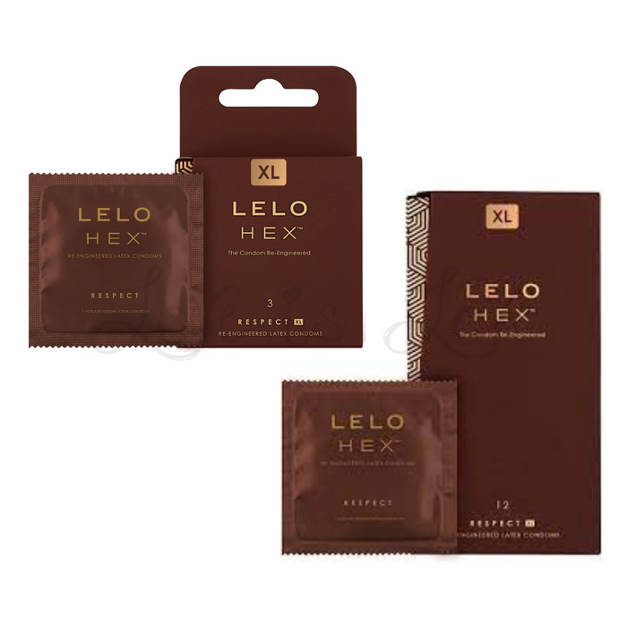Lelo HEX Re-Engineered Latex Condoms Respect XL Large 58 MM Diameter 3pcs or 12pcs