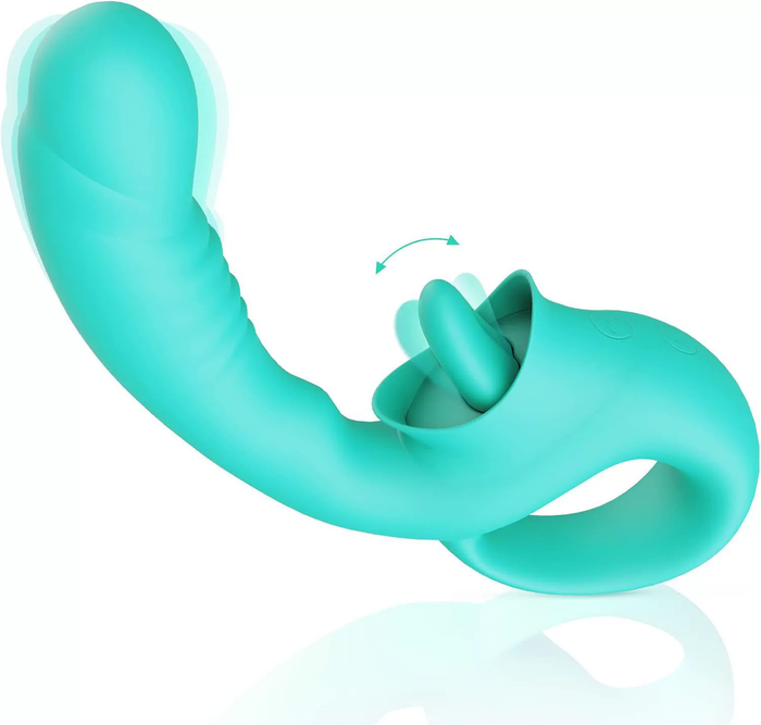 Licking Tongue G-Spot Rabbit Vibrator Green