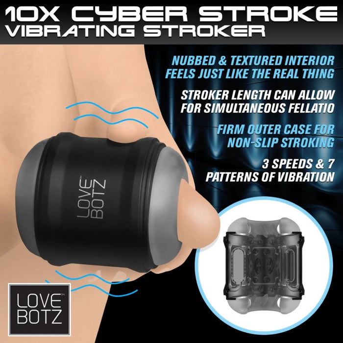 LoveBotz 10X Cyber Stroke Vibrating Stroker Black