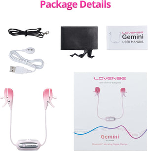 Lovense Gemini App-controlled Adjustable Rechargeable Vibrating Nipple Clamps