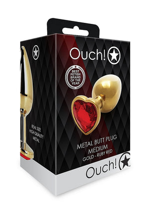 Shots Ouch! Metal Butt Plug Gold/Ruby Red Heart Gem Small Medium Large  Buy in Singapore LoveisLove U4Ria 