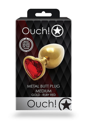 Shots Ouch! Metal Butt Plug Gold/Ruby Red Heart Gem Small Medium Large  Buy in Singapore LoveisLove U4Ria 